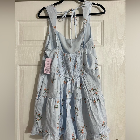 Wild Fable Women’s Button Front Tiered Romper - Light Aqua with Florals - Picture 5 of 11